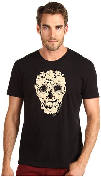 Alexander Mcqueen Embroidered Vine Skull Tee in Blue for Men (b) - Lyst