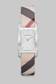 Burberry Check Stamped Rectangular Stainless Steel Watch - Lyst