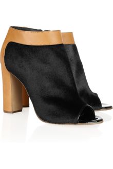 Chloé Calf Hair and Leather Peeptoe Ankle Boots - Lyst