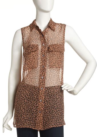 Equipment Signature Sleeveless Leopardprinted Silk Blouse - Lyst