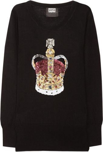 Markus Lupfer Crown Sequined Merino Wool Sweater - Lyst