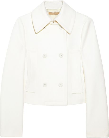 Michael Kors Doublebreasted Meltonwool Peacoat in White (ivory) - Lyst
