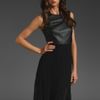 Shakuhachi Leather Chiffon Pleated Maxi Dress in Black - Lyst