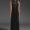 Shakuhachi Leather Chiffon Pleated Maxi Dress in Black - Lyst