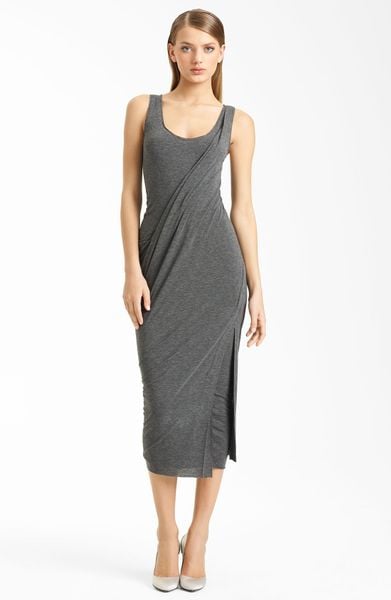 Donna Karan New York Collection Layered Jersey Dress in Gray (flannel) - Lyst