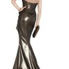 Marchesa Draped Lamé Gown in Gold - Lyst