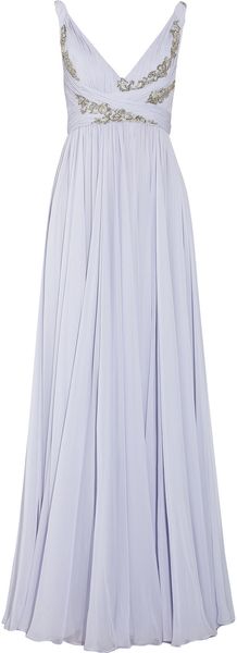 Marchesa Appliquéd Silk Chiffon Gown - Lyst