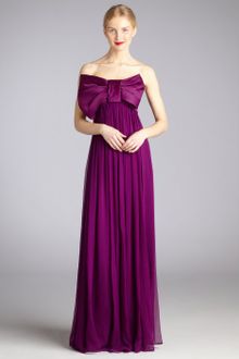 Notte By Marchesa Concord Silk Pleated Chiffon Bow Detail Strapless Dress - Lyst