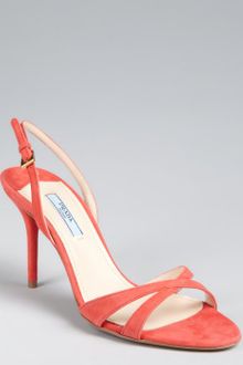 Prada Coral Suede Slingback Sandals - Lyst