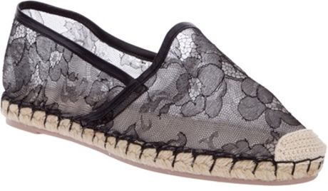 Valentino Lace Espadrille in Black - Lyst