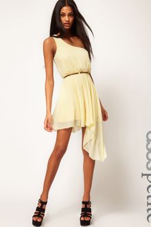 ASOS Collection Asos Petite Exclusive One Shoulder Asymmetric Dress With Belt - Lyst