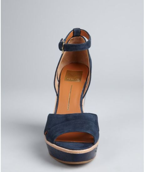 Navy Espadrille Wedges In EEE Fit