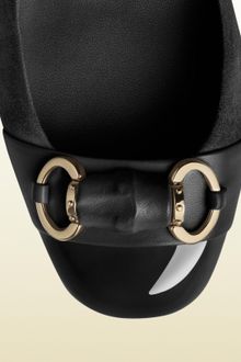 Gucci Leather Covered Bamboo Horsebit Mid Heel Pump - Lyst
