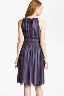 Js Boutique Cutaway Shoulder Beaded Mesh Dress - Lyst
