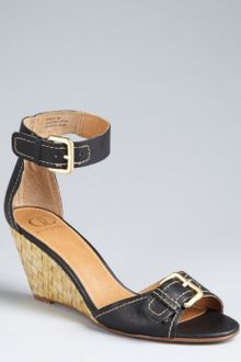 Kelsi Dagger Black Leather Gemini Ankle Strap Wedge Sandals - Lyst