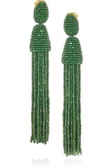 Oscar de la Renta Beaded Tassel Clip Earrings