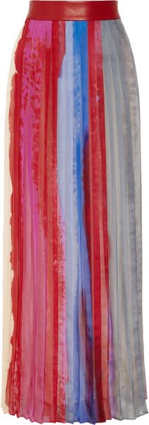 Rag & Bone Cicil Leather Trimmed Silk Chiffon Maxi Skirt in Multicolor (multicolored) - Lyst