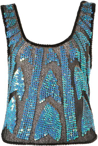 Topshop Sequin Embellished Vest - Lyst