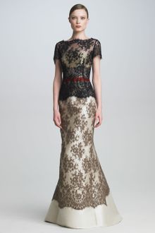 Carolina Herrera Colorblock Lace Gown - Lyst