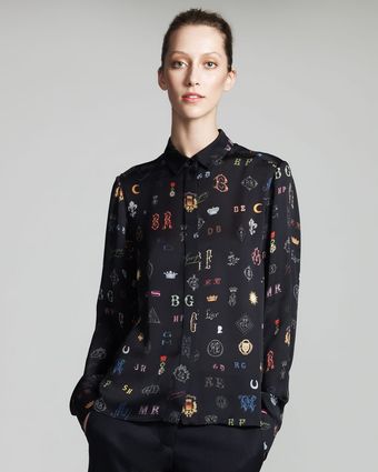 Stella McCartney Silk Monogram Print Blouse - Lyst