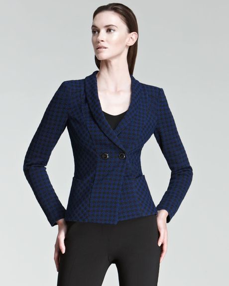 Armani Houndstooth Doublebreasted Jacket in Blue (black) - Lyst