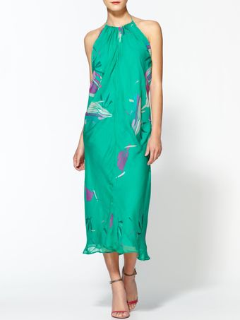 Aryn K. Silk Hibiscus Print Halter Dress - Lyst