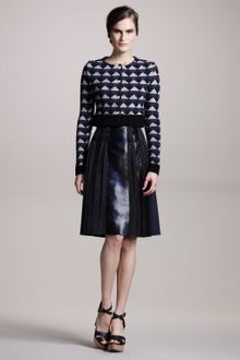 Bottega Veneta Plissé Paneled Coated Jacquard and Twill Skirt - Lyst
