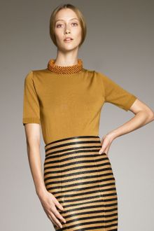 Burberry Prorsum Bead-neck Short-sleeve Sweater - Lyst