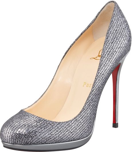 Christian Louboutin Filo Glitter Platform Pump in Silver - Lyst