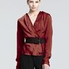 Donna Karan New York Satin Surplice Blouse in Red - Lyst