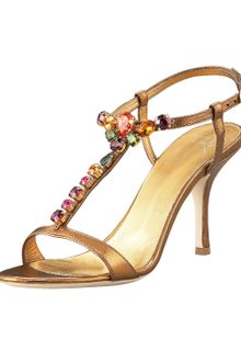 Giuseppe Zanotti Jeweled Metallic Leather Sandal - Lyst