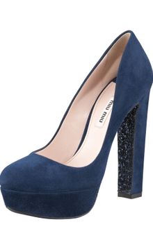 Miu Miu Glittersole Suede Pump - Lyst