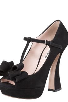 Miu Miu Tstrap Bow Platform Pump - Lyst