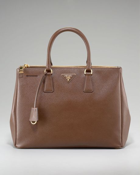 Prada Saffiano Lux Tote in Brown - Lyst