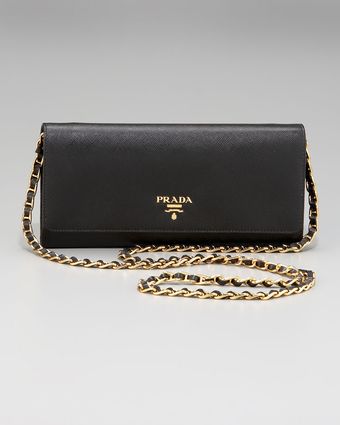 Prada Saffiano Chain Crossbody Wallet - Lyst