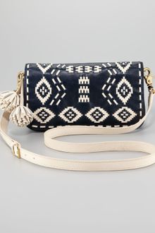 Tory Burch Claire Embroidered Leather Clutch - Lyst