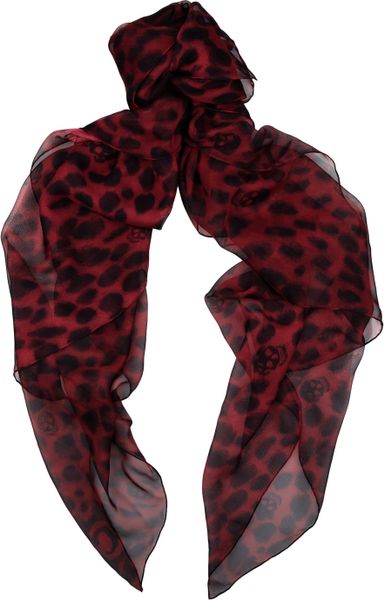Alexander Mcqueen Leopard Print Silk Chiffon Scarf in Animal (leopard) - Lyst