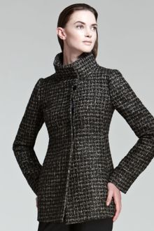 Armani Funnelcollar Tweed Coat - Lyst