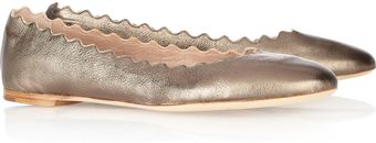 Chloé Lauren Metallic Leather Ballet Flats - Lyst