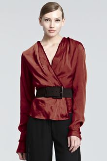 Donna Karan New York Satin Surplice Blouse - Lyst