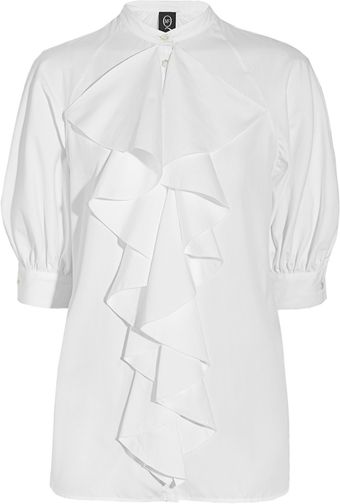 McQ by Alexander McQueen Ruffled Cotton Blouse - Lyst