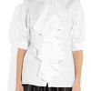 Mcq By Alexander Mcqueen Ruffled Cotton Blouse in White - Lyst
