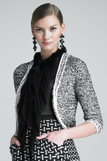 Oscar de la Renta Cropped Tweed Jacket - Lyst