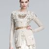 Oscar De La Renta Long Sequined Cashmere Cardigan in Beige (cafe au lait) - Lyst