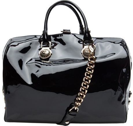 Versace Patent Leather Bowler Bag in Black - Lyst