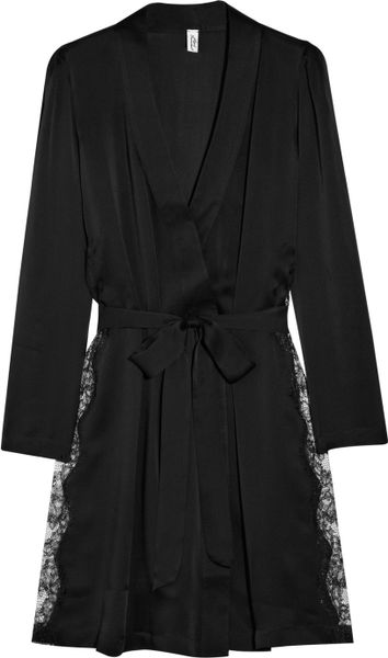 Agent Provocateur Ingrid Lace and Silkblend Robe in Black - Lyst