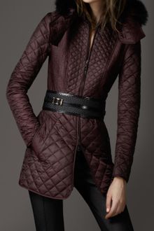 Burberry Multi Quilted Fur Collar Coat - Lyst