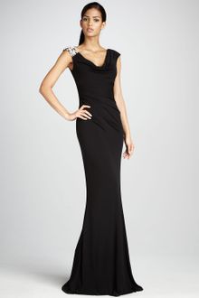 David Meister Beadshoulder Jersey Gown - Lyst