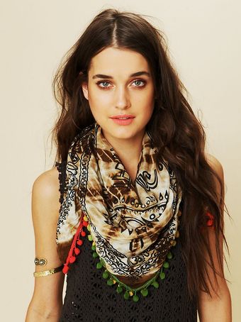 Free People Tie Dye Pom Pom Scarf - Lyst
