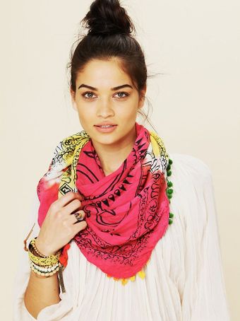 Free People Tie Dye Pom Pom Scarf - Lyst